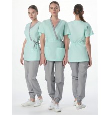 Костюм женский Симпл-001 (тк.Смесовая,120) MedLine, серый/мятный