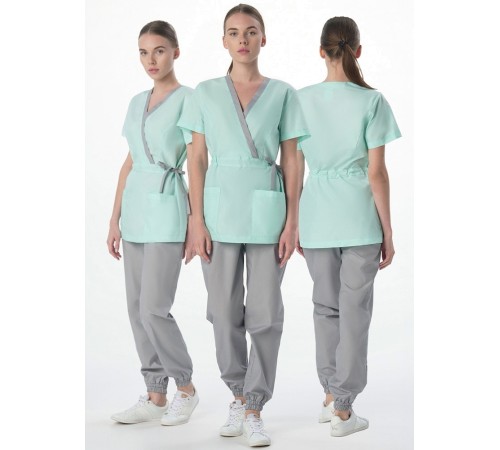 Костюм женский Симпл-001 (тк.Смесовая,120) MedLine, серый/мятный Костюм женский Симпл-001 (тк.Смесовая,120) MedLine, серый/мятный