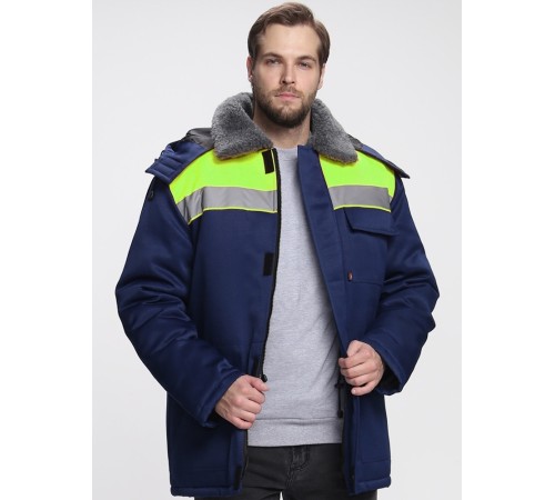 Куртка зимняя для бригадира NEW (тк.Смесовая,210), т.синий/лимонный Куртка зимняя для бригадира NEW (тк.Смесовая,210), т.синий/лимонный