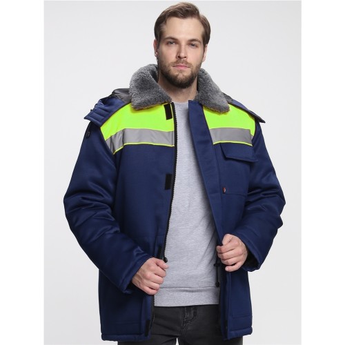 Куртка зимняя для бригадира NEW (тк.Смесовая,210), т.синий/лимонный Куртка зимняя для бригадира NEW (тк.Смесовая,210), т.синий/лимонный