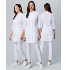 Халат женский Симпл-001 (тк.Смесовая,120) MedLine, белый