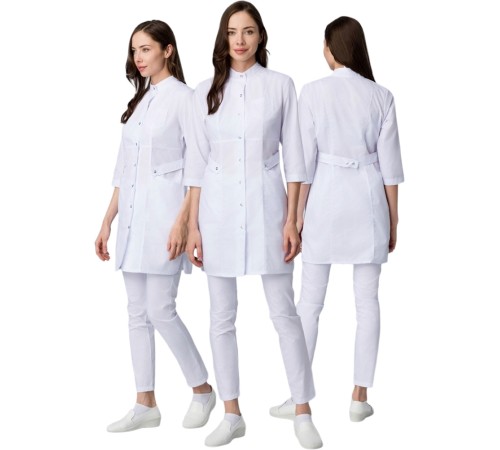 Халат женский Симпл-001 (тк.Смесовая,120) MedLine, белый Халат женский Симпл-001 (тк.Смесовая,120) MedLine, белый