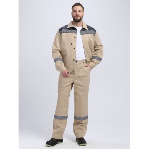 Костюм Лигор-1 СОП (тк.Смесовая,210) брюки, бежевый/т.серый Костюм Лигор-1 СОП (тк.Смесовая,210) брюки, бежевый/т.серый