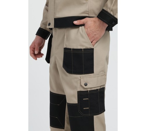 Костюм Вестгард-1 (тк.Канвас,260) брюки, бежевый/черный Костюм Вестгард-1 (тк.Канвас,260) брюки, бежевый/черный