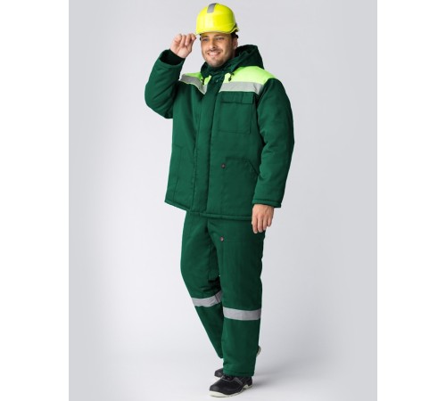 Костюм зимний Партнер NEW (Смесовая, 210) п/к, зеленый/лимон Костюм зимний Партнер NEW (Смесовая, 210) п/к, зеленый/лимон