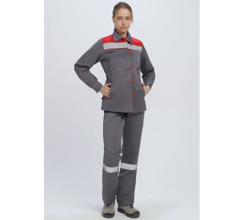 Костюм женский Весна-1 СОП NEW (тк.Смесовая,210) брюки, т.серый/красный Костюм женский Весна-1 СОП NEW (тк.Смесовая,210) брюки, т.серый/красный