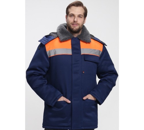 Куртка зимняя для бригадира NEW (тк.Смесовая,210), т.синий/оранжевый Куртка зимняя для бригадира NEW (тк.Смесовая,210), т.синий/оранжевый