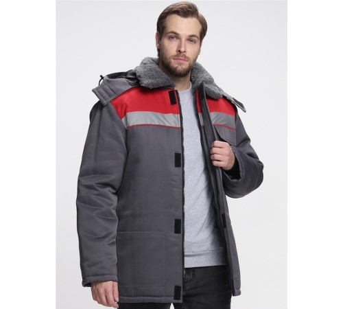 Куртка зимняя для бригадира NEW (тк.Смесовая,210), т.серый/красный Куртка зимняя для бригадира NEW (тк.Смесовая,210), т.серый/красный