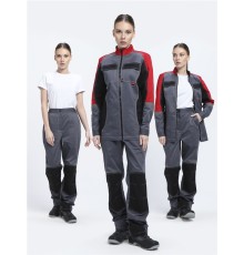 Костюм женский Вектрон-1 (тк.Смесовая,240) брюки, серый/красный/черный