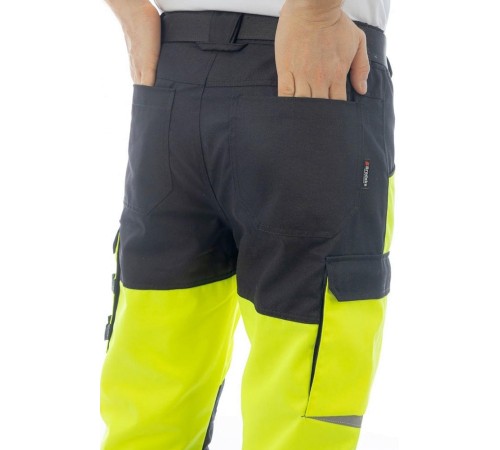 Брюки сигнальные Brodeks KS309, цвет жёлтый, чёрный Брюки сигнальные Brodeks KS309, цвет жёлтый, чёрный