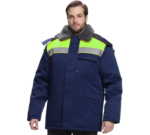 Куртка зимняя для бригадира NEW (тк.Смесовая,210), т.синий/лимонный Куртка зимняя для бригадира NEW (тк.Смесовая,210), т.синий/лимонный