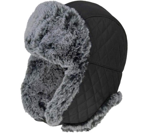 Шапка-ушанка Brodeks Extreme KM 109, цвет чёрный, серый мех Шапка-ушанка Brodeks Extreme KM 109, цвет чёрный, серый мех