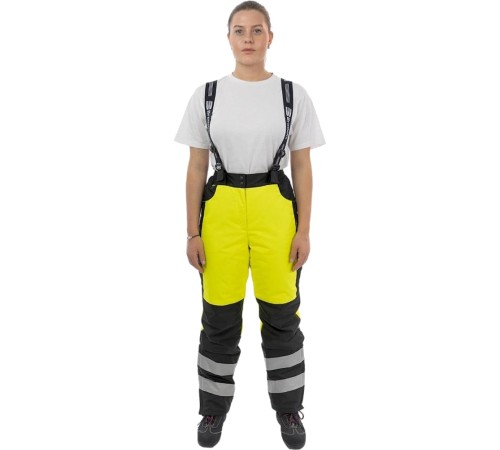 Брюки зимние сигнальные женские Brodeks KW330, цвет жёлтый, чёрный Брюки зимние сигнальные женские Brodeks KW330, цвет жёлтый, чёрный