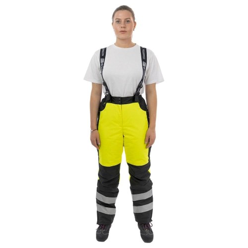 Брюки зимние сигнальные женские Brodeks KW330, цвет жёлтый, чёрный Брюки зимние сигнальные женские Brodeks KW330, цвет жёлтый, чёрный