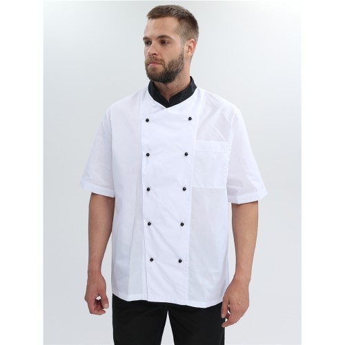Костюм повара с коротким рукавом Шоколад (тк.ТиСи), черный/белый Костюм повара с коротким рукавом Шоколад (тк.ТиСи), черный/белый