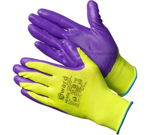 Hi-Vis Перчатки нейлоновые с нитриловым покрытием Hi-Vis Перчатки нейлоновые с нитриловым покрытием