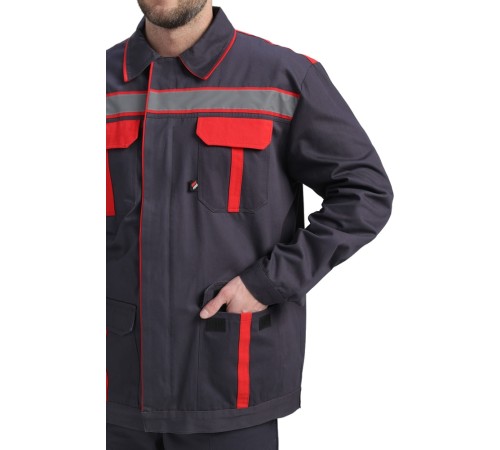Костюм для ИТР СОП UZ (тк.Саржа,250) брюки, т.серый/красный Костюм для ИТР СОП UZ (тк.Саржа,250) брюки, т.серый/красный
