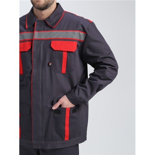 Костюм для ИТР СОП UZ (тк.Саржа,250) брюки, т.серый/красный Костюм для ИТР СОП UZ (тк.Саржа,250) брюки, т.серый/красный