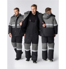 Костюм зимний Нордхард-2 СОП (тк.Смесовая,250) п/к, черный/серый
