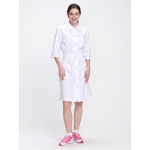 Халат женский Симпл-004 (тк.Смесовая,120) MedLine, белый Халат женский Симпл-004 (тк.Смесовая,120) MedLine, белый