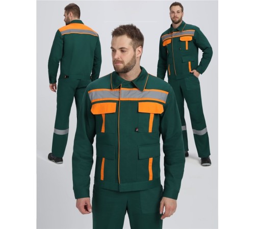 Костюм для ИТР СОП IMP (тк.Саржа,250) брюки, т.зеленый/оранжевый Костюм для ИТР СОП IMP (тк.Саржа,250) брюки, т.зеленый/оранжевый