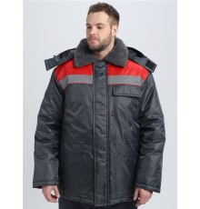Куртка зимняя для бригадира NEW (тк.Оксфорд), т.серый/красный