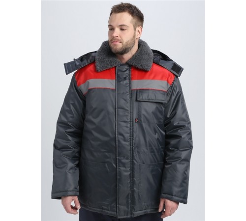 Куртка зимняя для бригадира NEW (тк.Оксфорд), т.серый/красный Куртка зимняя для бригадира NEW (тк.Оксфорд), т.серый/красный
