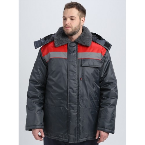 Куртка зимняя для бригадира NEW (тк.Оксфорд), т.серый/красный Куртка зимняя для бригадира NEW (тк.Оксфорд), т.серый/красный