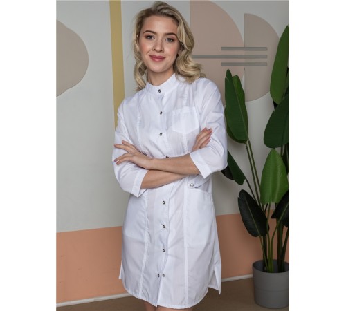 Халат женский Симпл-001 (тк.Смесовая,120) MedLine, белый Халат женский Симпл-001 (тк.Смесовая,120) MedLine, белый