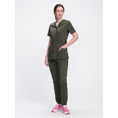 Костюм женский хирургический Модерн-004 (тк.Стрейч,120) MedLine, хаки Костюм женский хирургический Модерн-004 (тк.Стрейч,120) MedLine, хаки