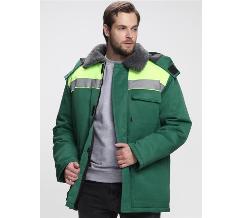 Куртка зимняя для бригадира NEW (тк.Смесовая,210), зеленый/лимонный Куртка зимняя для бригадира NEW (тк.Смесовая,210), зеленый/лимонный