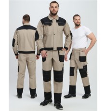 Костюм Вестгард-1 (тк.Канвас,260) брюки, бежевый/черный