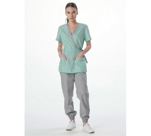 Костюм женский Симпл-001 (тк.Смесовая,120) MedLine, серый/мятный-74 Костюм женский Симпл-001 (тк.Смесовая,120) MedLine, серый/мятный-74
