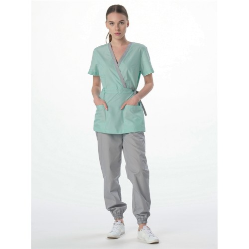 Костюм женский Симпл-001 (тк.Смесовая,120) MedLine, серый/мятный-74 Костюм женский Симпл-001 (тк.Смесовая,120) MedLine, серый/мятный-74
