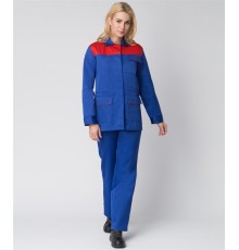 Костюм женский NEW (тк.Смесовая,210) брюки, васильковый/красный
