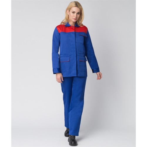 Костюм женский NEW (тк.Смесовая,210) брюки, васильковый/красный Костюм женский NEW (тк.Смесовая,210) брюки, васильковый/красный