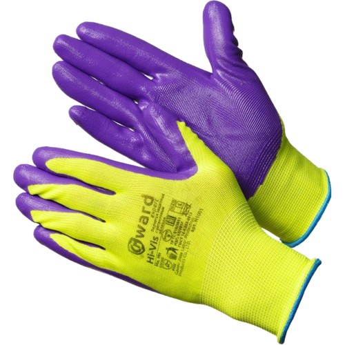 Перчатки Gward Hi-Vis нейлоновые с нитриловым покрытием, N1001