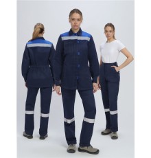 Костюм женский Весна-1 СОП CH (тк.Смесовая,210) брюки, т.синий/васильковый