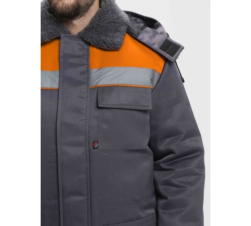 Куртка зимняя для бригадира NEW (тк.Смесовая,210), т.серый/оранжевый Куртка зимняя для бригадира NEW (тк.Смесовая,210), т.серый/оранжевый