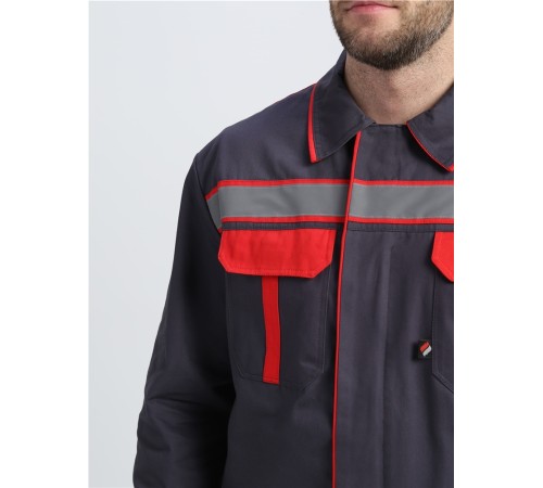 Костюм для ИТР СОП UZ (тк.Саржа,250) брюки, т.серый/красный Костюм для ИТР СОП UZ (тк.Саржа,250) брюки, т.серый/красный