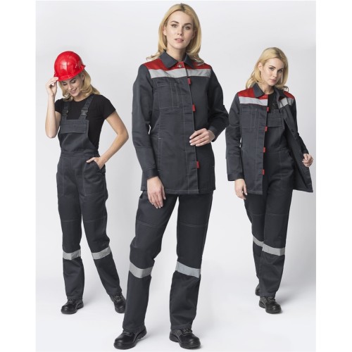 Костюм женский Весна-2 СОП NEW (тк.Смесовая,210) п/к, т.серый/красный Костюм женский Весна-2 СОП NEW (тк.Смесовая,210) п/к, т.серый/красный