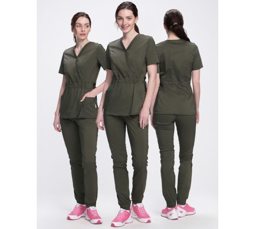 Костюм женский хирургический Модерн-004 (тк.Стрейч,120) MedLine, хаки Костюм женский хирургический Модерн-004 (тк.Стрейч,120) MedLine, хаки