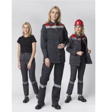 Костюм женский Весна-1 СОП CH (тк.Смесовая,210) брюки, т.серый/красный
