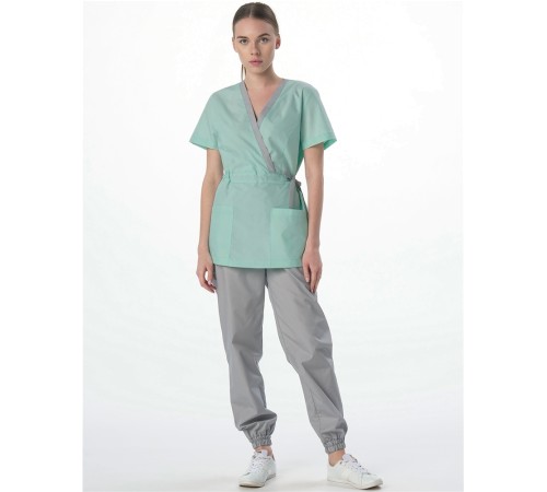 Костюм женский Симпл-001 (тк.Смесовая,120) MedLine, серый/мятный-74 Костюм женский Симпл-001 (тк.Смесовая,120) MedLine, серый/мятный-74