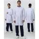 Халат мужской Симпл-001 (тк.Смесовая,120) MedLine, белый/т.синий