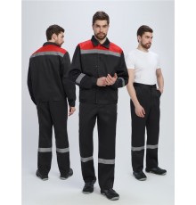 Костюм Лигор-1 СОП (тк.Смесовая,210) брюки, черный/красный