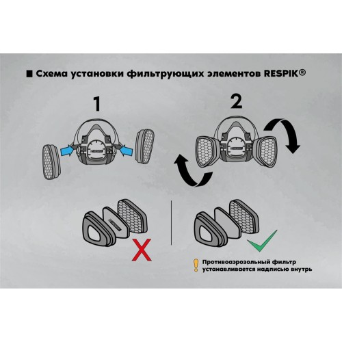 Комплект для защиты дыхания RESPIK® H800 А1В1Е1К1P2 R