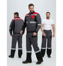 Костюм Виват-1 Премиум IMP (тк.Смесовая,240) брюки, т.серый/черный/красный