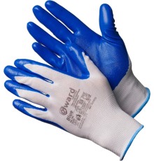 Blue Перчатки нейлоновые белые с синим нитриловым покрытием