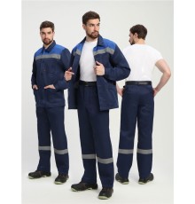 Костюм Стандарт СОП усиленный (тк.Смесовая,210) брюки, т.синий/васильковый